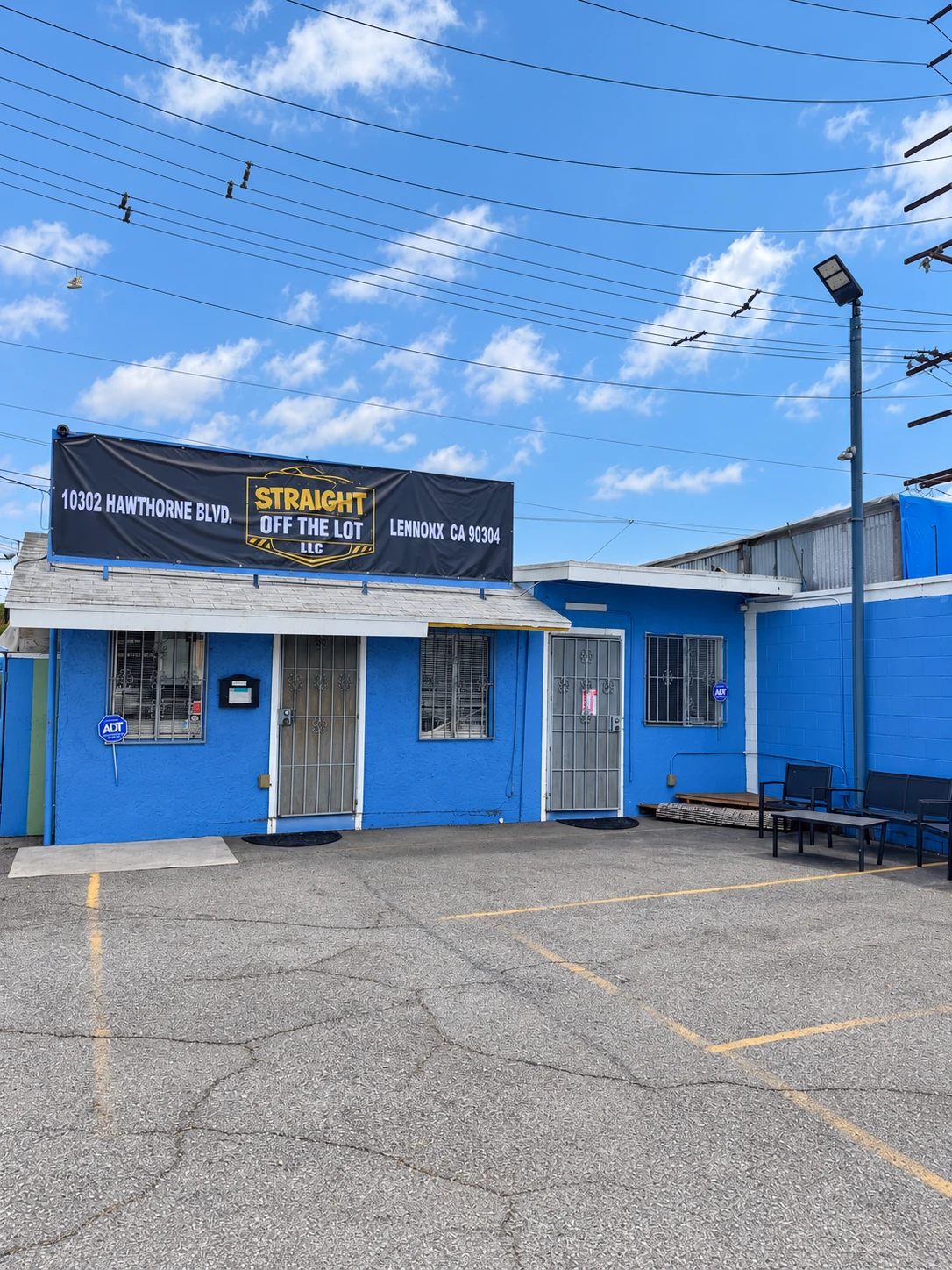 Our actual blue dealership office on Hawthorne Boulevard